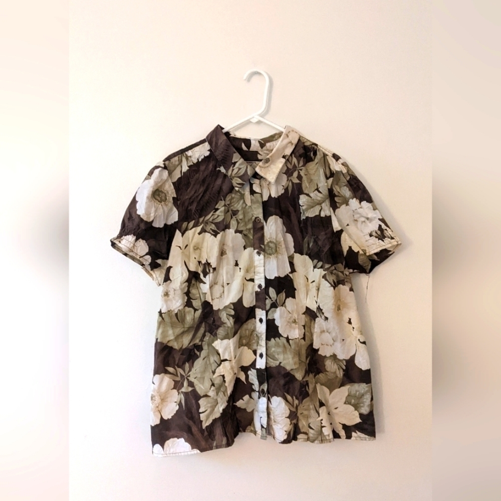 Caribbean Joe Hawaiian Button Up 2XL womens